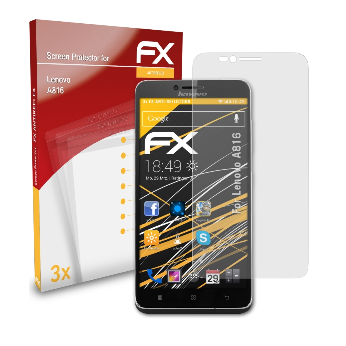 ATFOLIX FX-Antireflex 3x Displayschutz(für Lenovo A816)