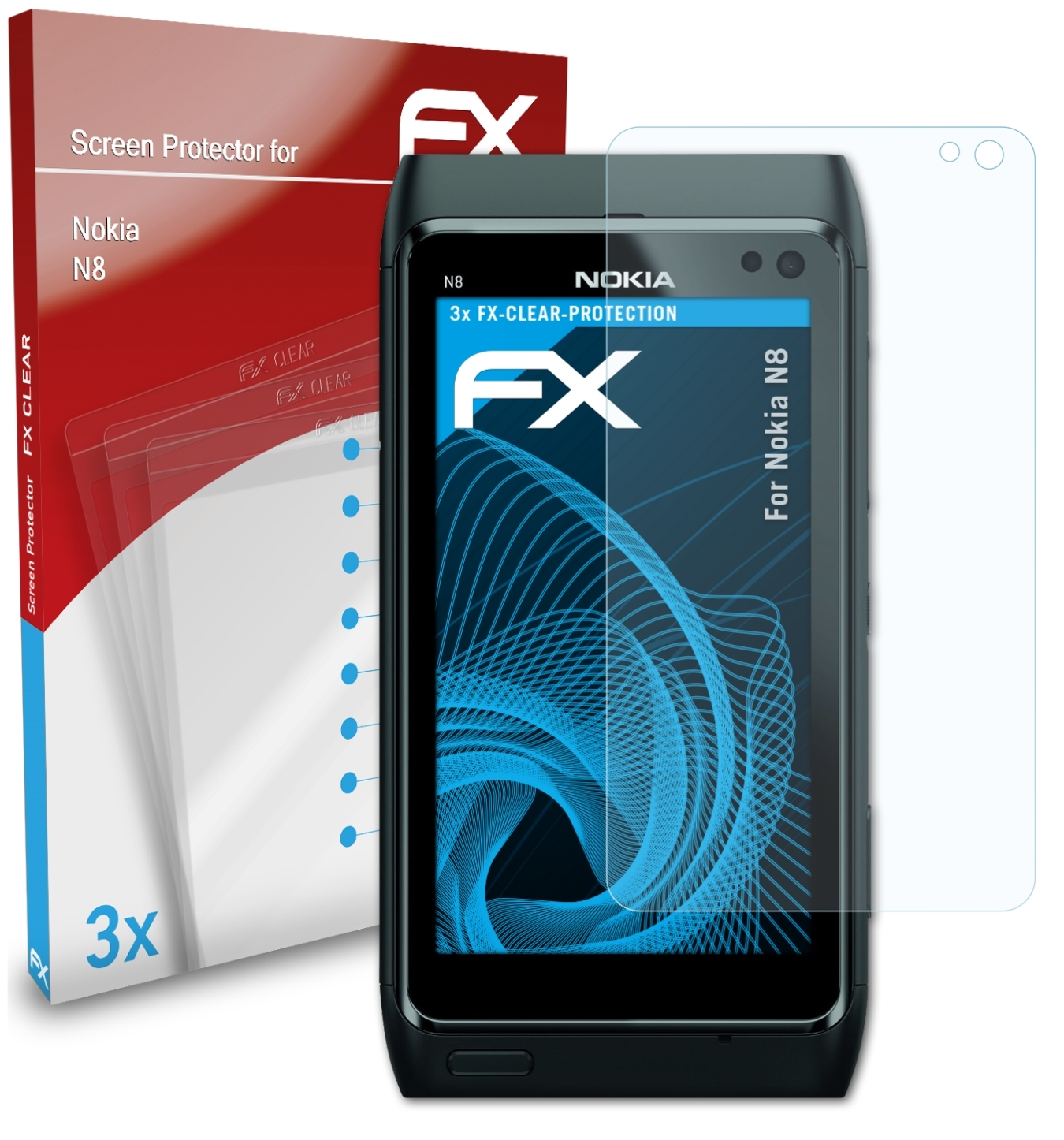ATFOLIX Nokia N8) 3x Displayschutz(für FX-Clear