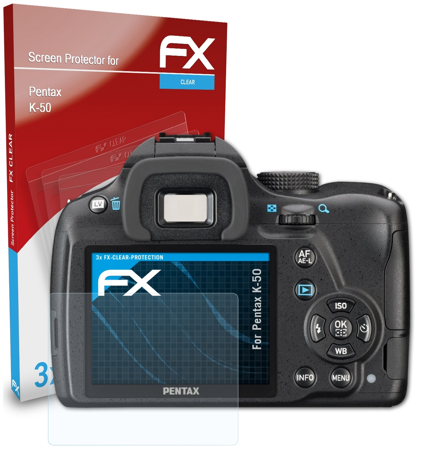 Pentax FX-Clear 3x ATFOLIX Displayschutz(für K-50)