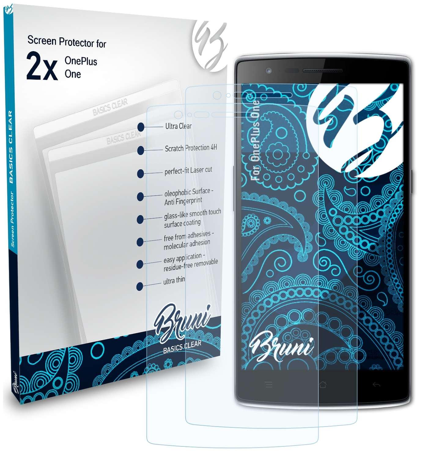 One) Basics-Clear BRUNI OnePlus 2x Schutzfolie(für