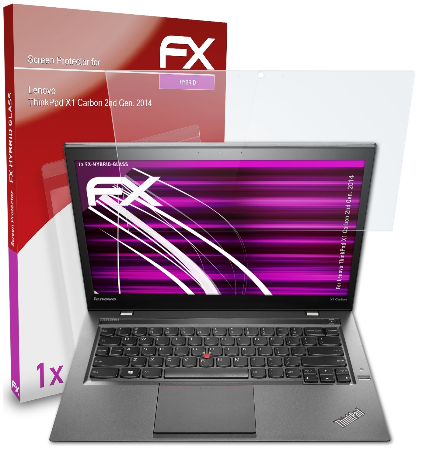 Carbon (2nd 2014)) Gen. Schutzglas(für X1 ATFOLIX FX-Hybrid-Glass Lenovo ThinkPad