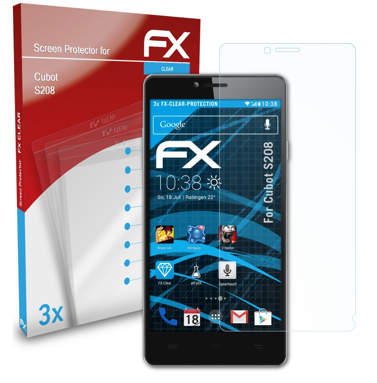 S208) FX-Clear Cubot ATFOLIX Displayschutz(für 3x