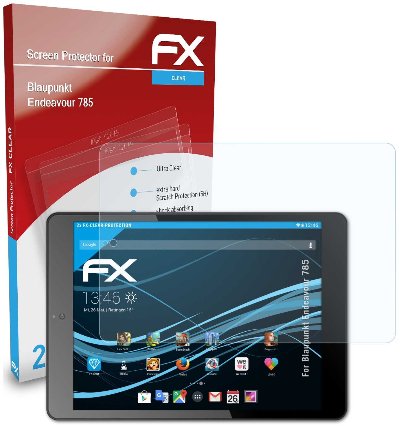 FX-Clear 2x Endeavour ATFOLIX 785) Blaupunkt Displayschutz(für