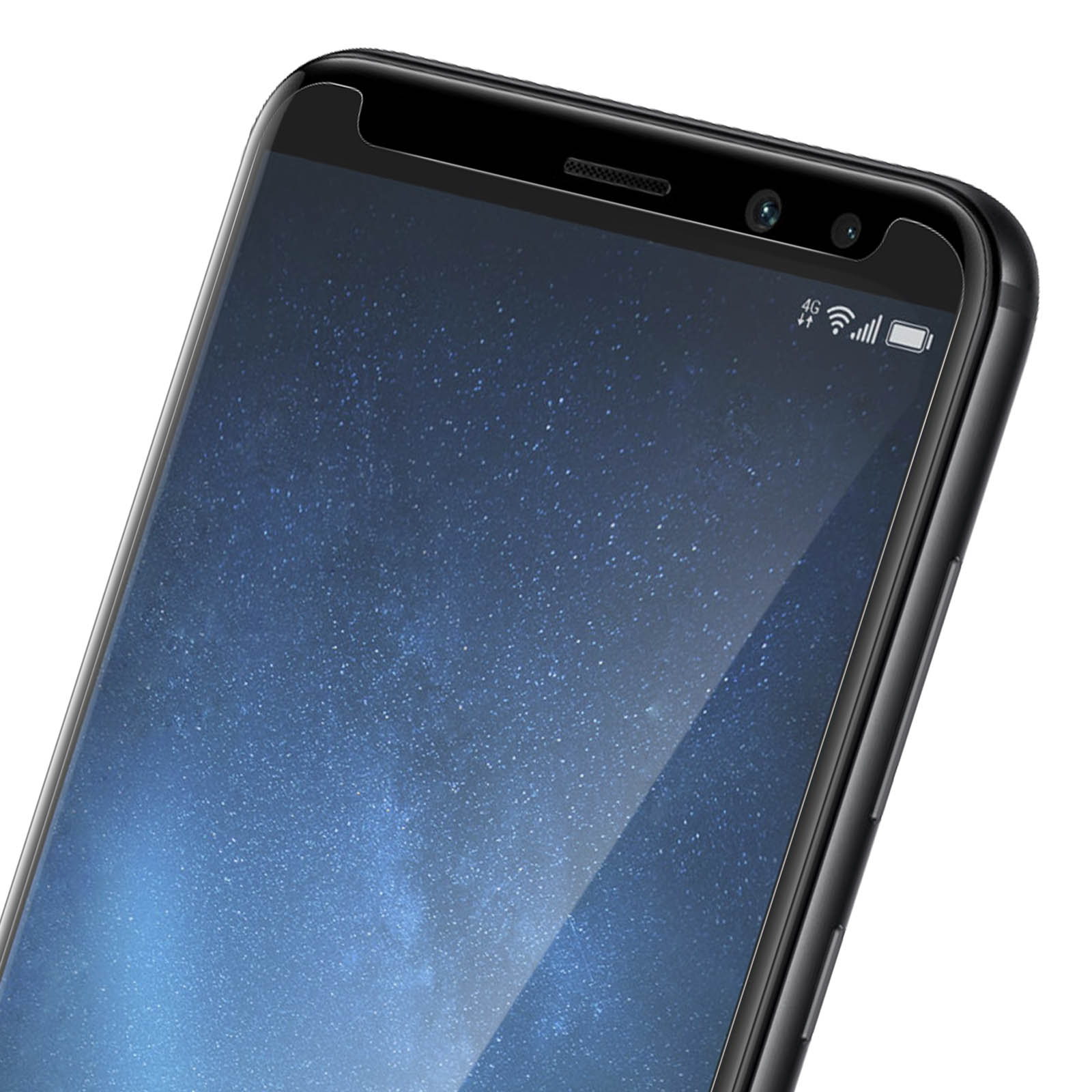 Gros plan sur un écran de smartphone avec un fond spatial.