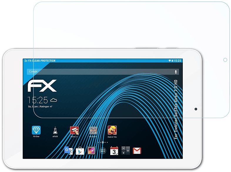 ATFOLIX 2x FX-Clear Displayschutz(für Xiron Trekstor SurfTab 7.0 HD)