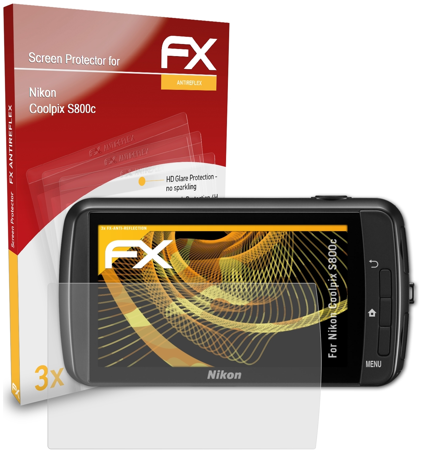 S800c) FX-Antireflex Displayschutz(für Coolpix ATFOLIX Nikon 3x