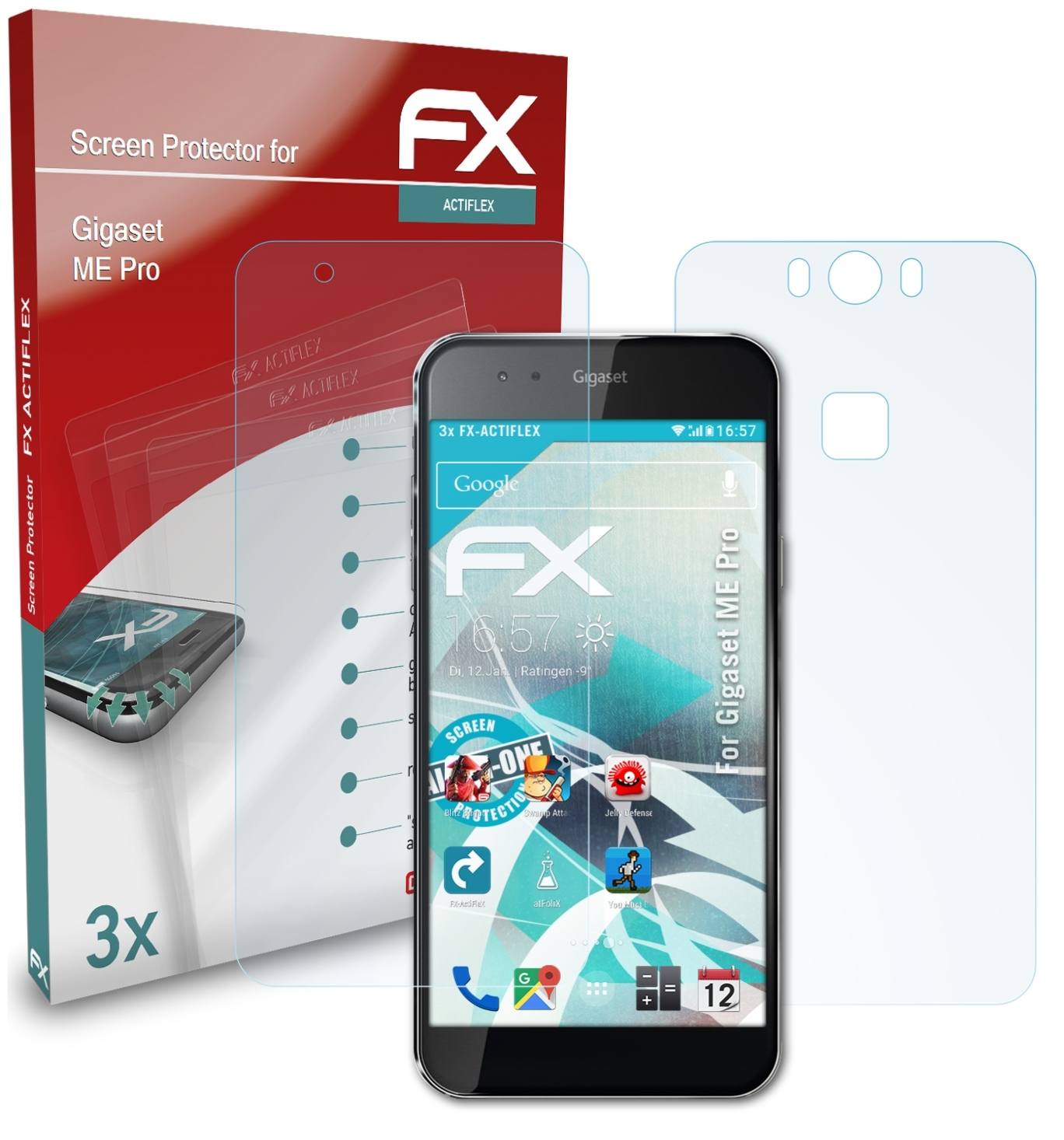 3x ATFOLIX ME FX-ActiFleX Gigaset Pro) Displayschutz(für