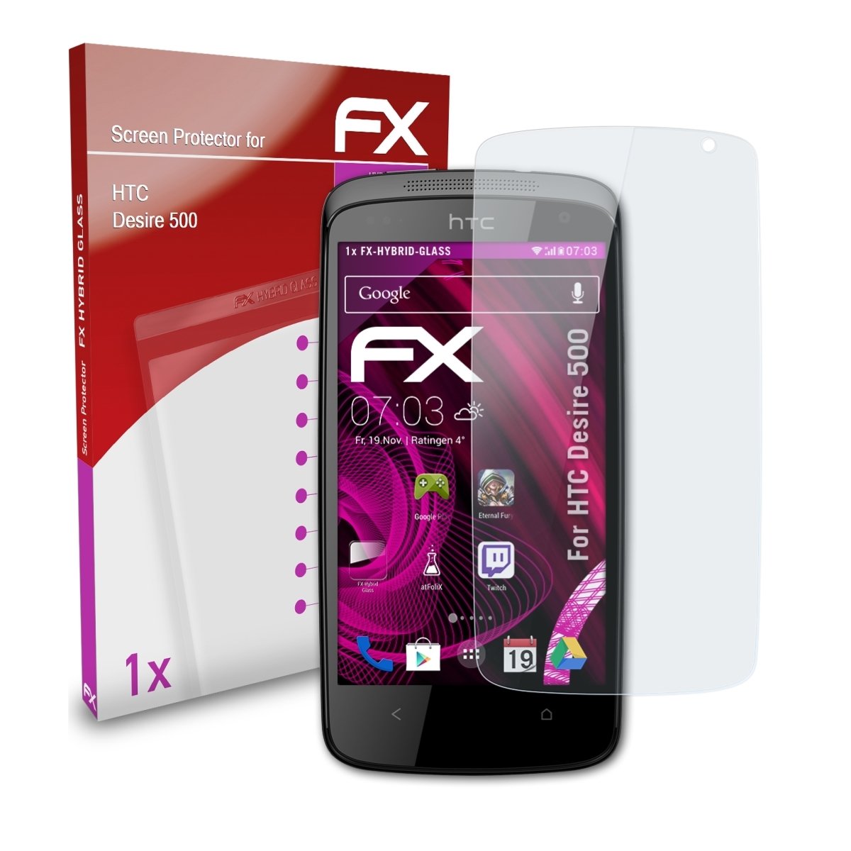 Schutzglas(für ATFOLIX FX-Hybrid-Glass Desire HTC 500)