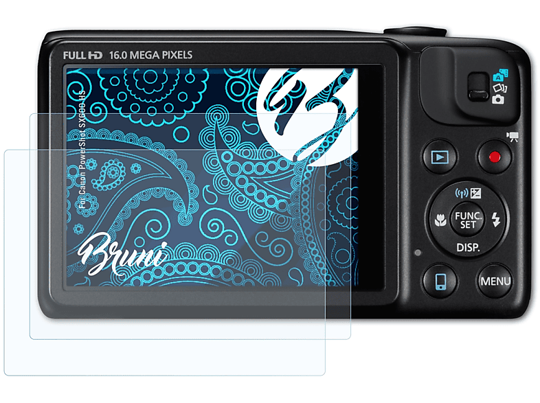 BRUNI 2x Basics-Clear Schutzfolie(für Canon PowerShot SX600 HS)