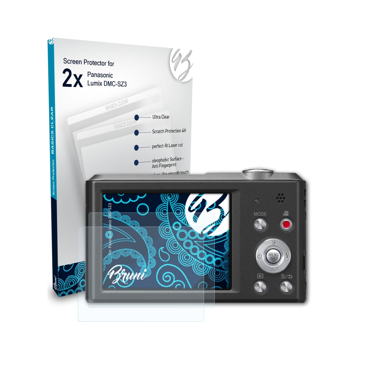 BRUNI 2x DMC-SZ3) Lumix Schutzfolie(für Basics-Clear Panasonic