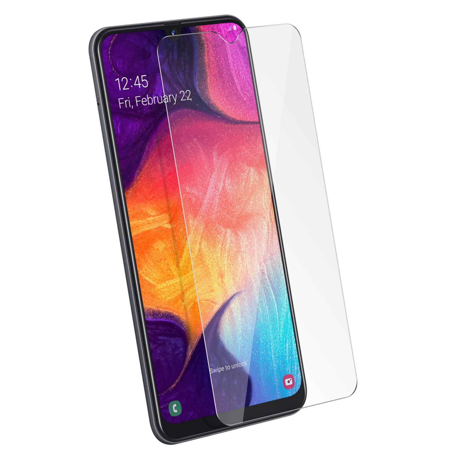 Uno smartphone con una protezione per lo schermo applicata. Lo schermo mostra un'immagine.