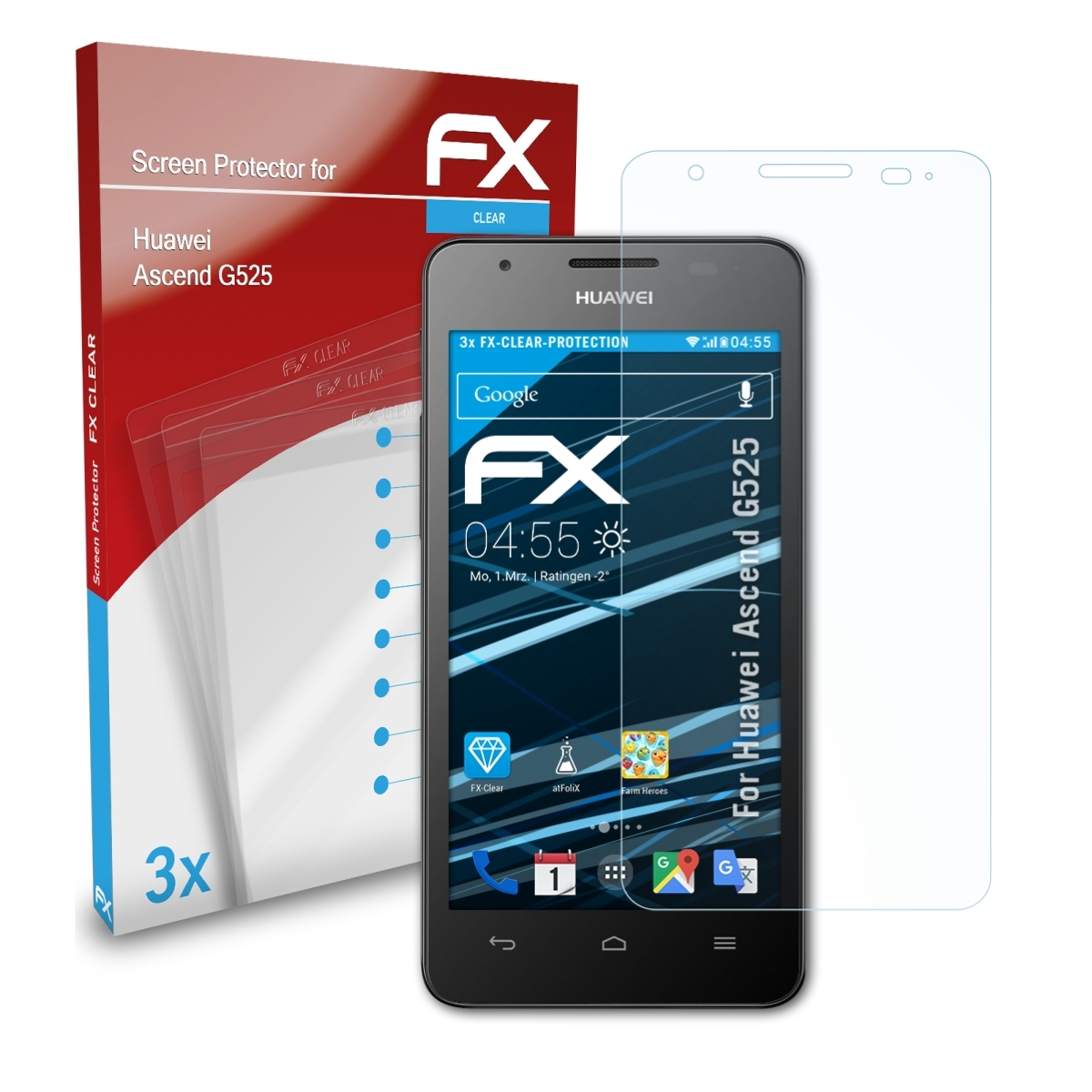 Huawei Ascend ATFOLIX Displayschutz(für 3x FX-Clear G525)