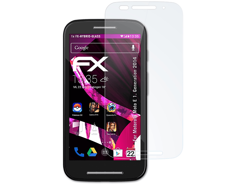 ATFOLIX FX-Hybrid-Glass Schutzglas(für Motorola Moto E (1. Generation 2014))