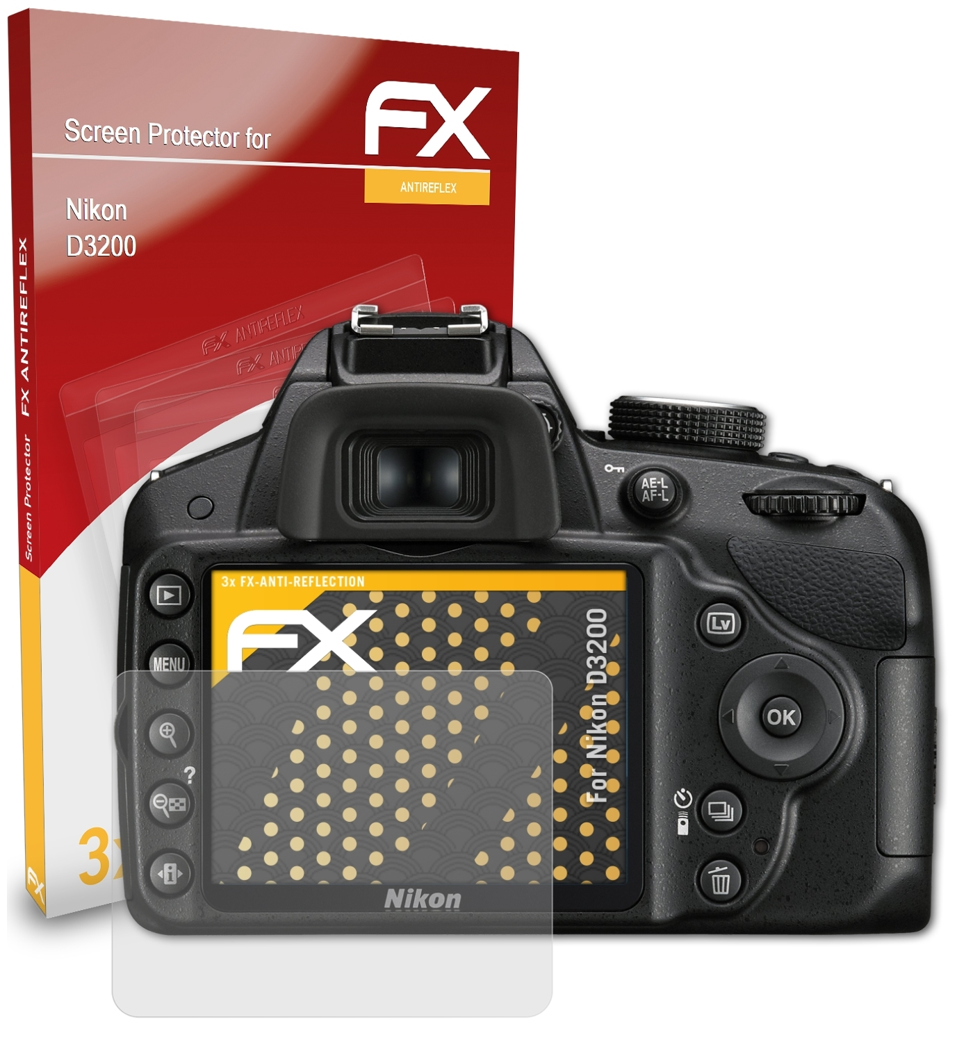 D3200) Displayschutz(für Nikon ATFOLIX 3x FX-Antireflex