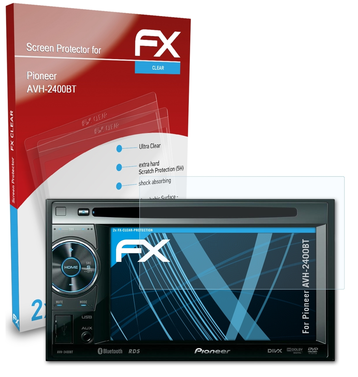 FX-Clear ATFOLIX Pioneer Displayschutz(für 2x AVH-2400BT)