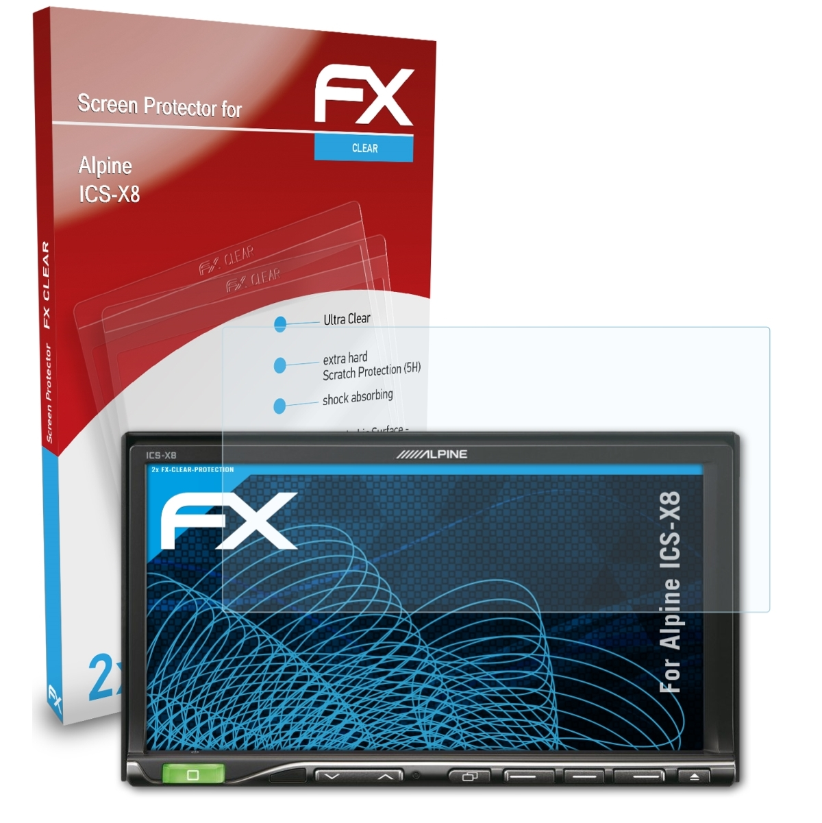 ATFOLIX 2x FX-Clear ICS-X8) Displayschutz(für Alpine