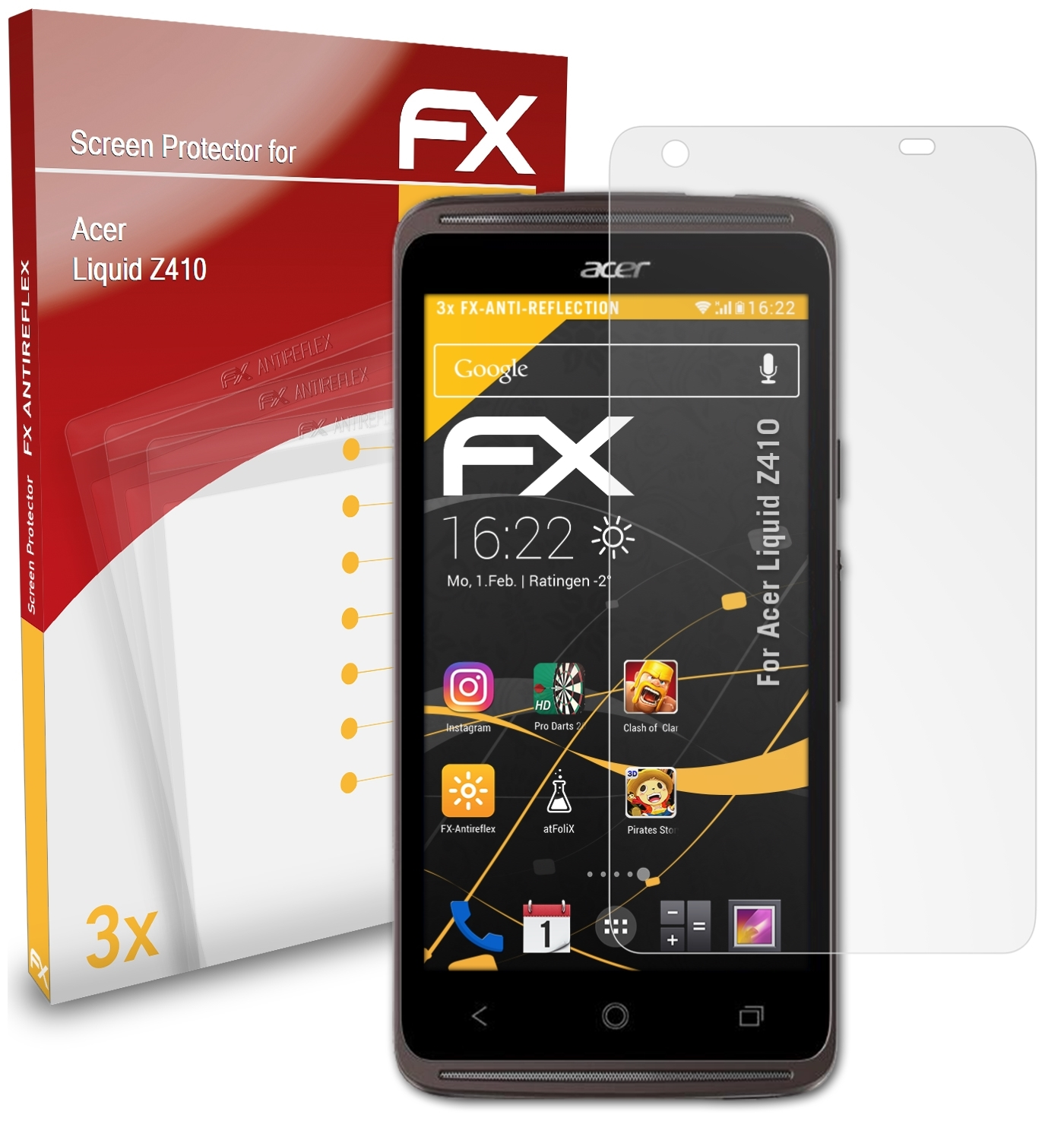 ATFOLIX 3x FX-Antireflex Displayschutz(für Acer Z410) Liquid