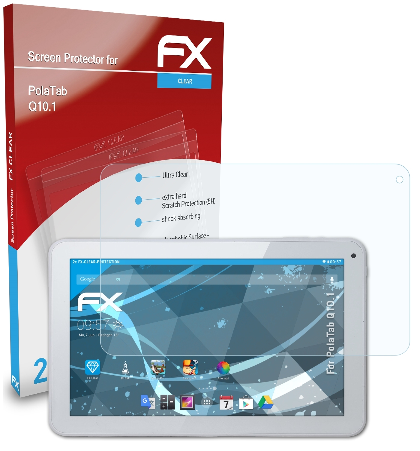 ATFOLIX 2x FX-Clear Q10.1) Displayschutz(für PolaTab