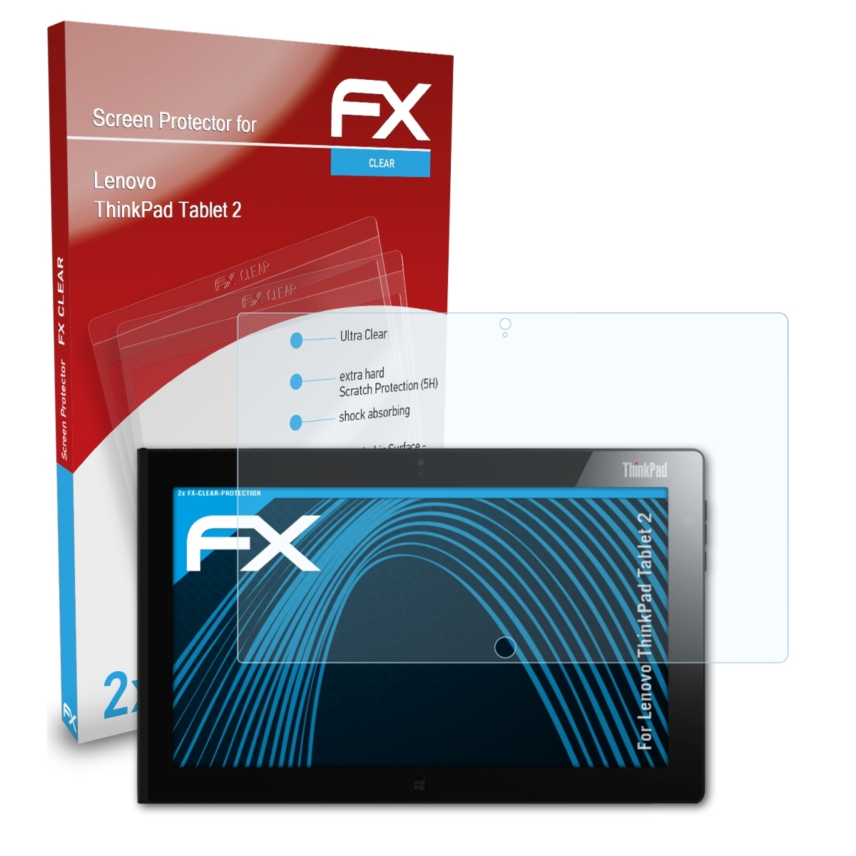 2x Displayschutz(für ThinkPad ATFOLIX Tablet 2) FX-Clear Lenovo