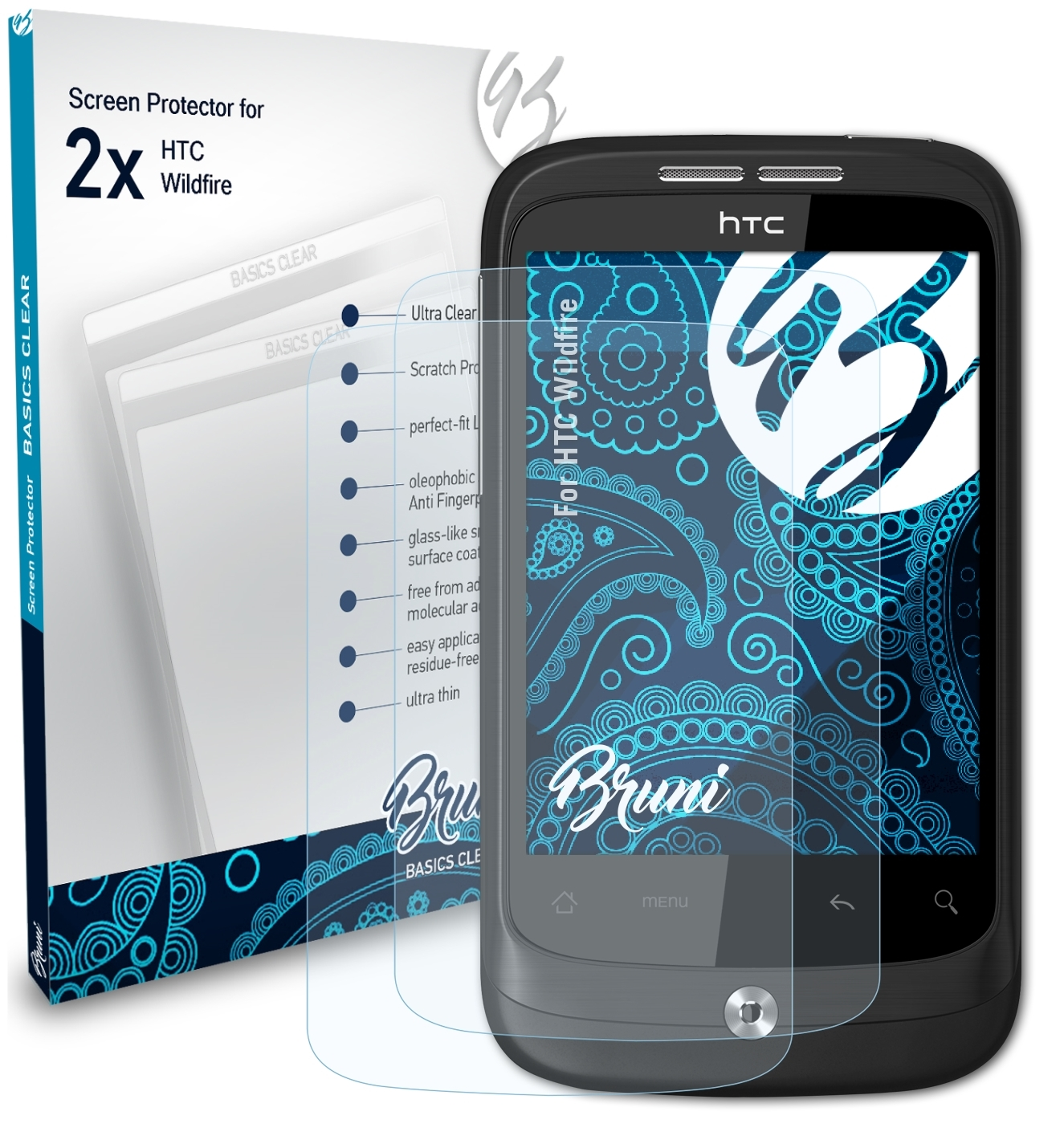 BRUNI 2x Basics-Clear Schutzfolie(für HTC Wildfire)