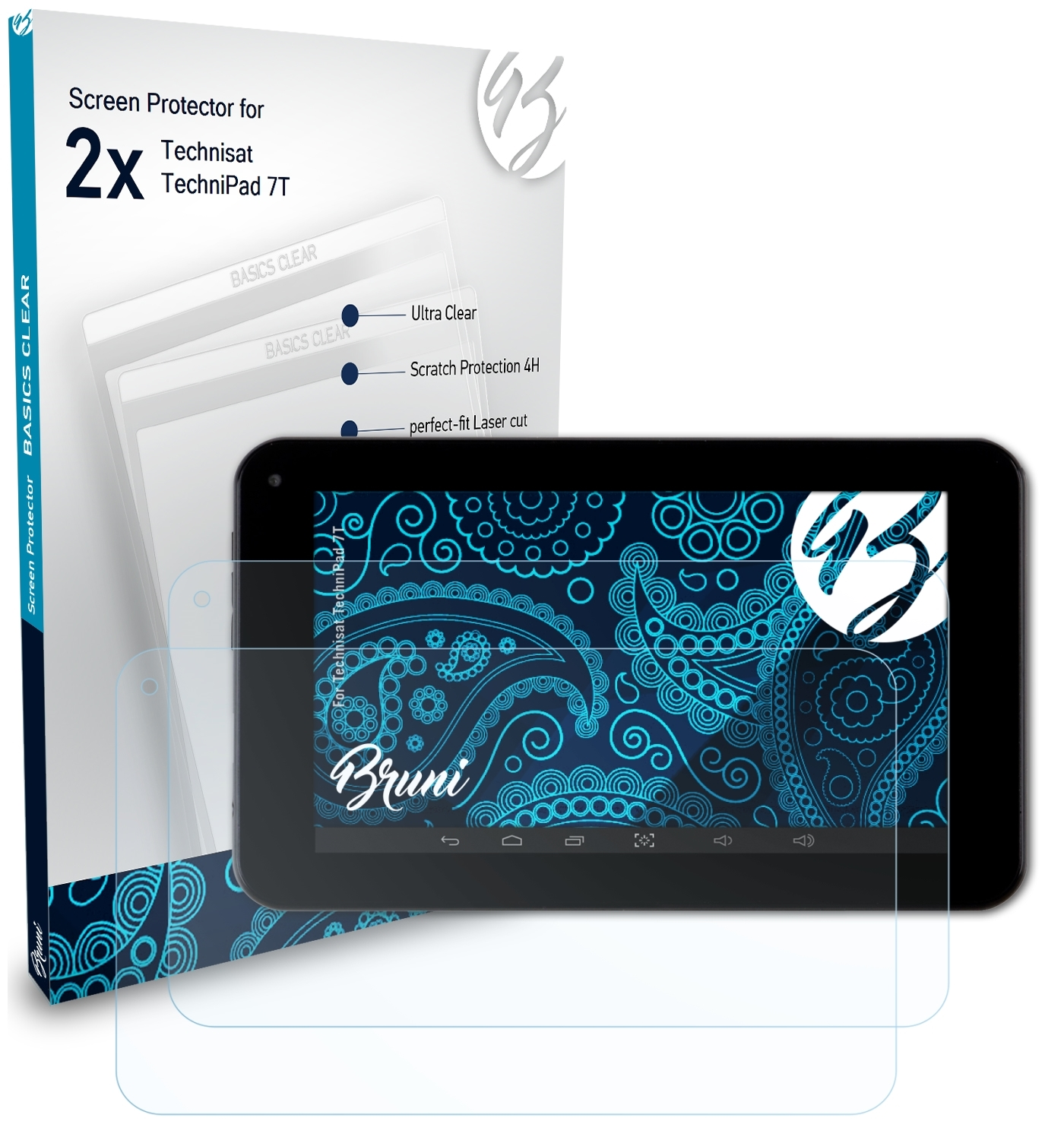 Technisat 7T) TechniPad 2x BRUNI Basics-Clear Schutzfolie(für