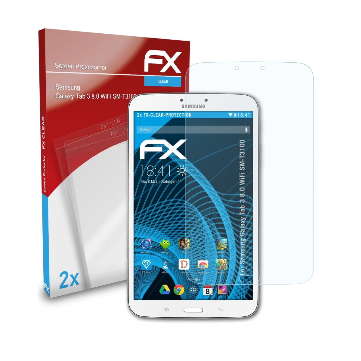 FX-Clear SM-T3100)) Tab 3 Galaxy Samsung Displayschutz(für 2x 8.0 ATFOLIX (WiFi