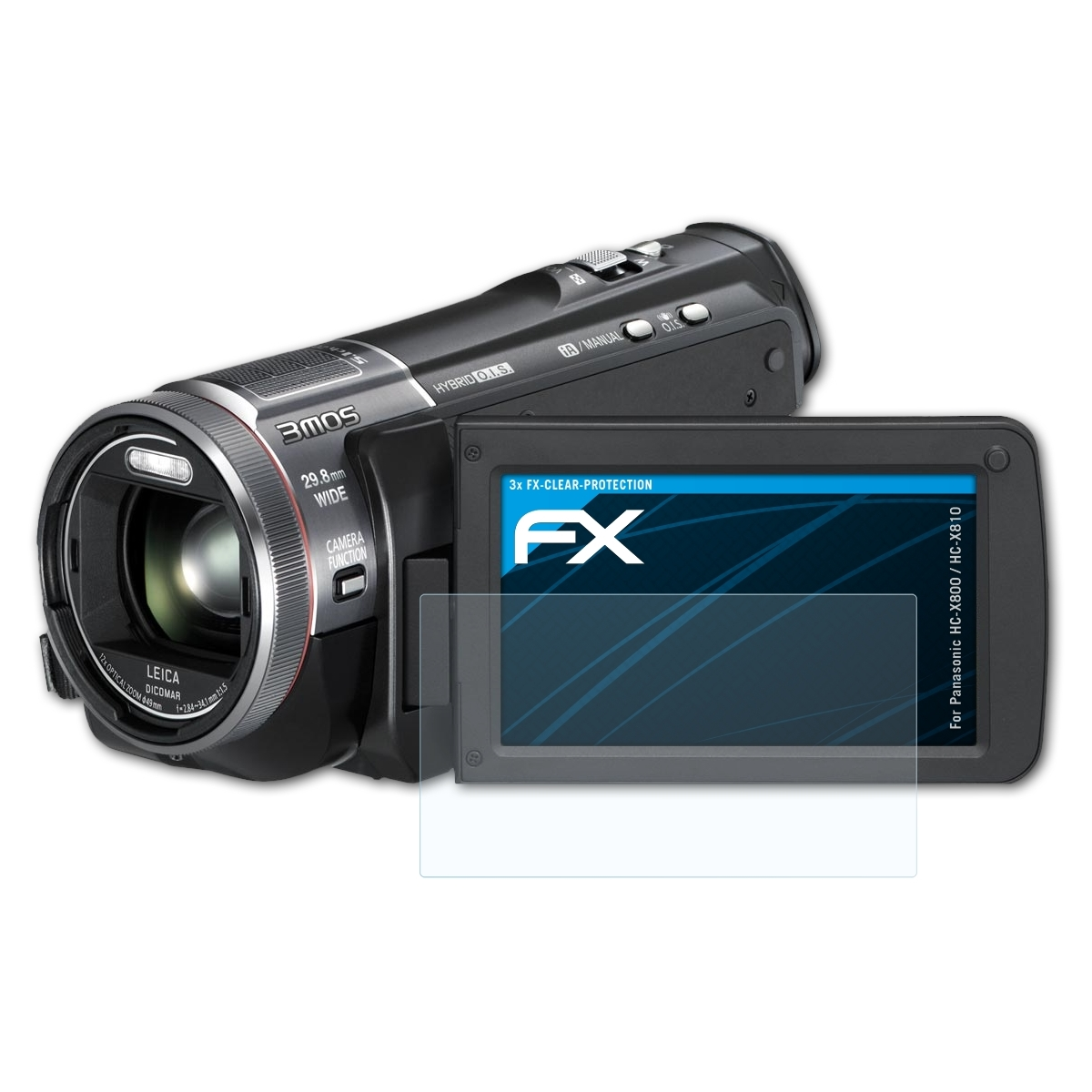 ATFOLIX 3x FX-Clear Displayschutz(für Panasonic HC-X800 / HC-X810)