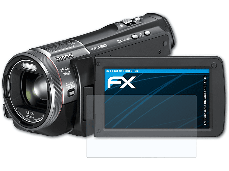 ATFOLIX 3x FX-Clear Displayschutz(für Panasonic HC-X800 / HC-X810)