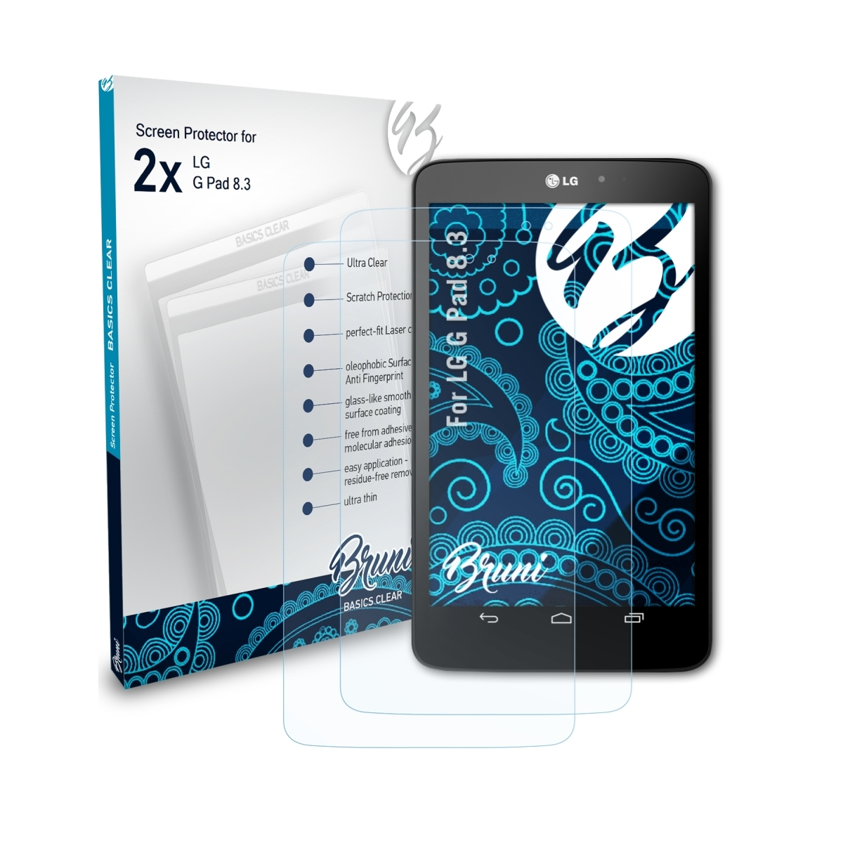 BRUNI 2x Basics-Clear Schutzfolie(für LG G 8.3) Pad