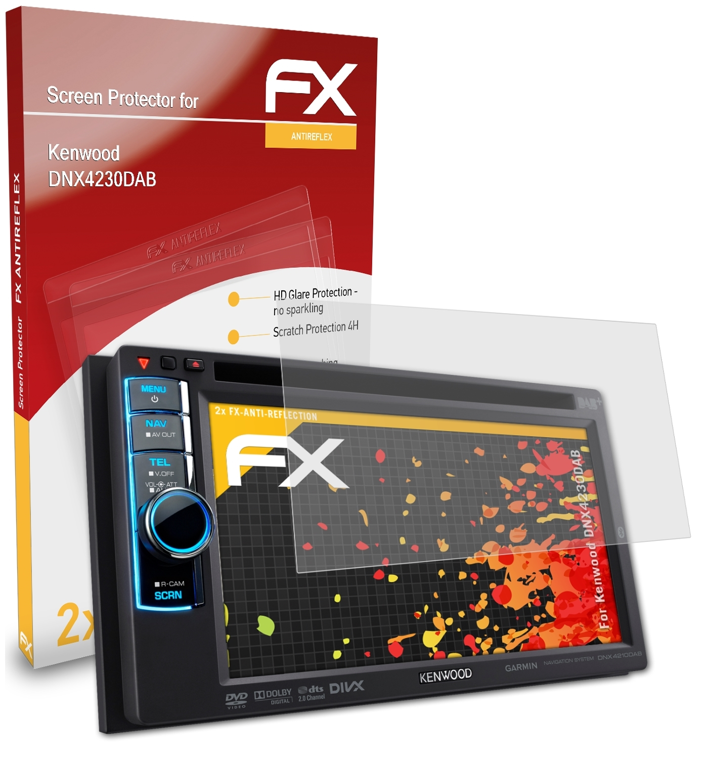 ATFOLIX Displayschutz(für Kenwood DNX4230DAB) 2x FX-Antireflex