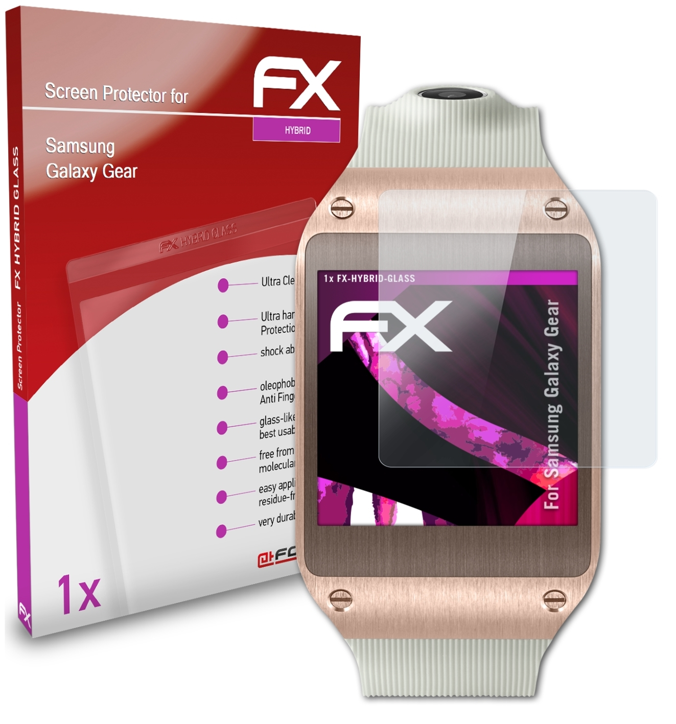 ATFOLIX FX-Hybrid-Glass Schutzglas(für Samsung Galaxy Gear)