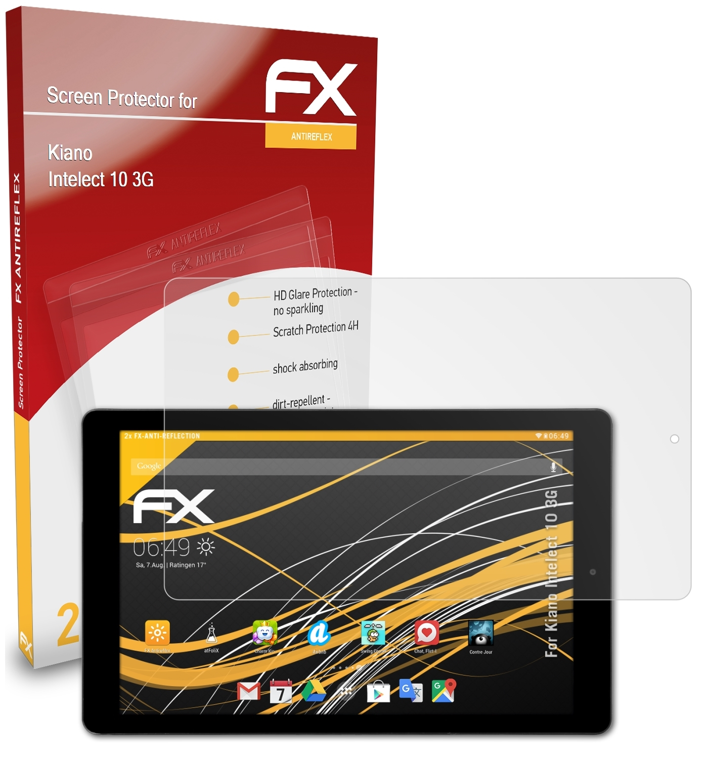 Kiano 2x Intelect 3G) Displayschutz(für 10 FX-Antireflex ATFOLIX