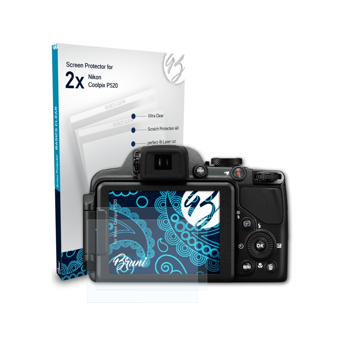 BRUNI 2x Basics-Clear Schutzfolie(für P520) Coolpix Nikon