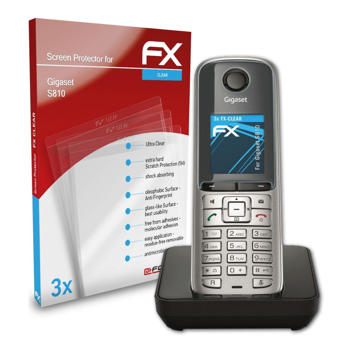 3x FX-Clear Displayschutz(für Gigaset ATFOLIX S810)