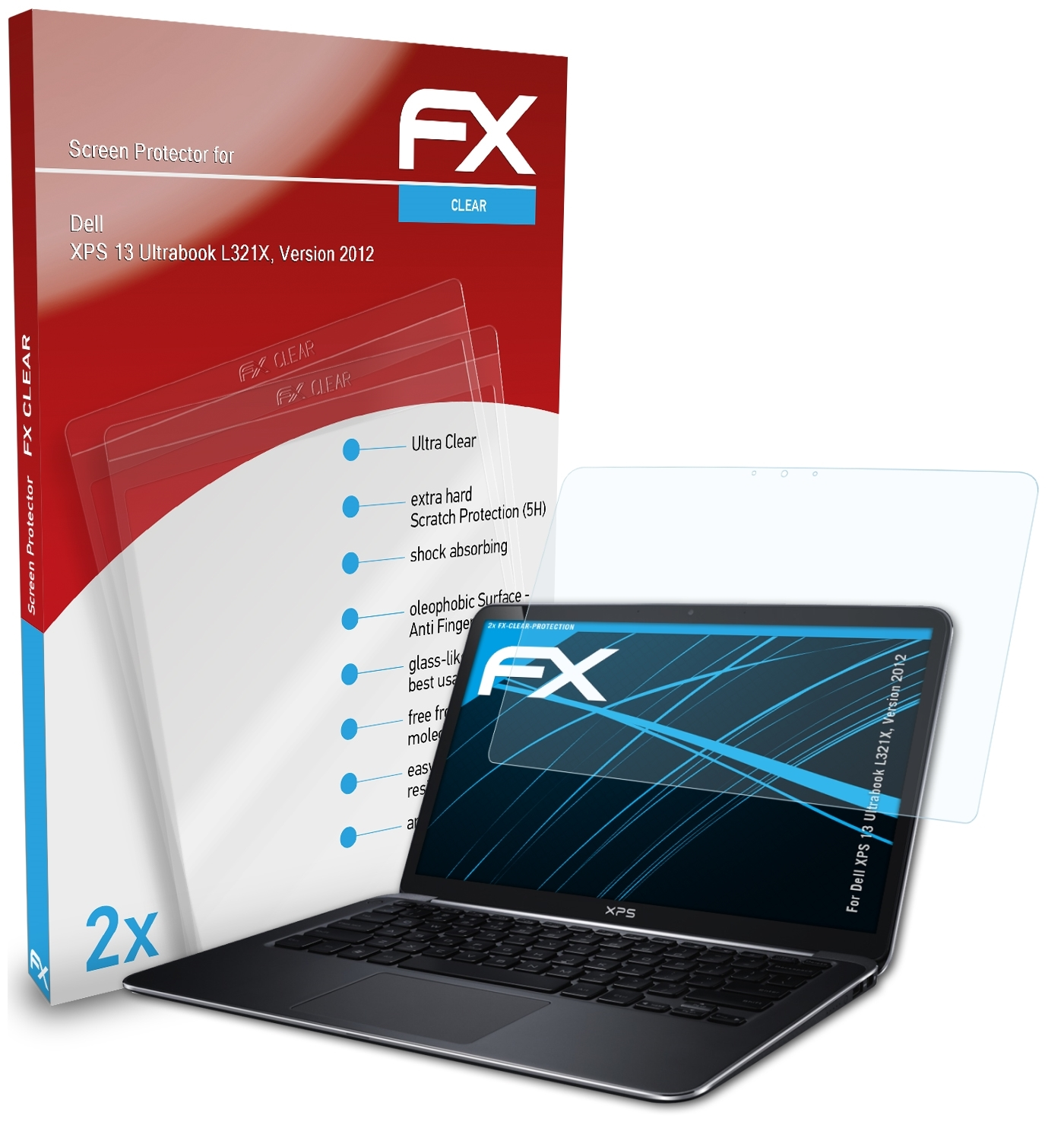 Ultrabook Displayschutz(für Version Dell (L321X, 2012)) 13 XPS FX-Clear ATFOLIX 2x
