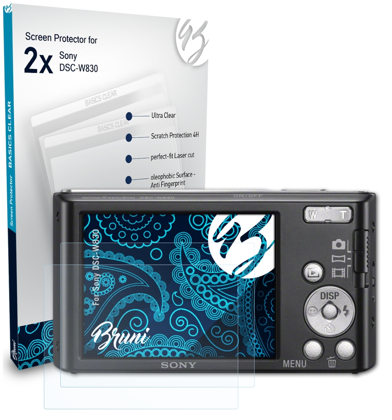BRUNI 2x Basics-Clear Schutzfolie(für Sony DSC-W830)