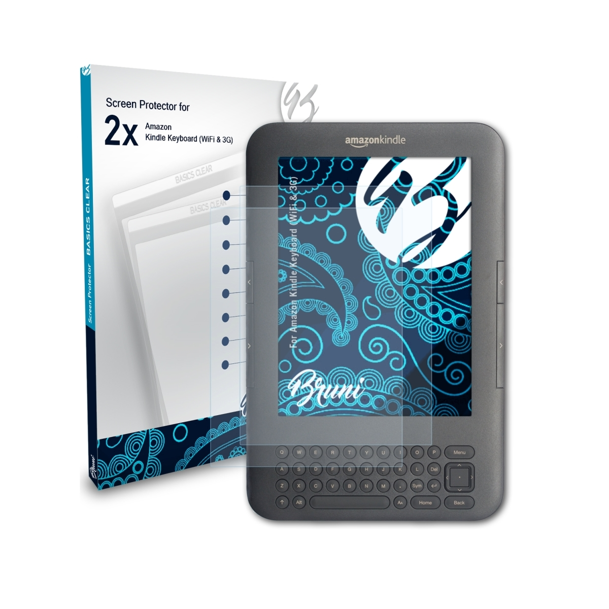 BRUNI Amazon Keyboard 2x Kindle Basics-Clear & 3G)) Schutzfolie(für (WiFi