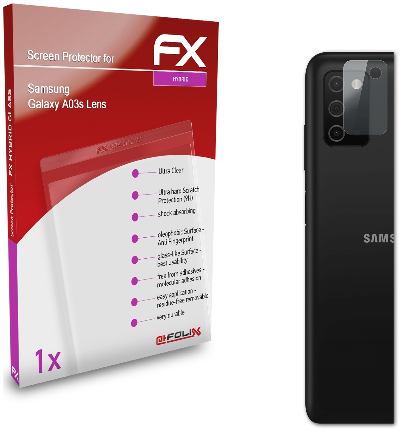 FX-Hybrid-Glass A03s Schutzglas(für Lens) Samsung ATFOLIX Galaxy