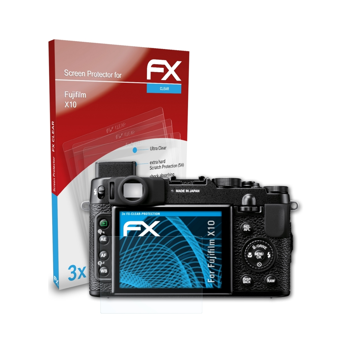 ATFOLIX 3x FX-Clear Displayschutz(für Fujifilm X10)