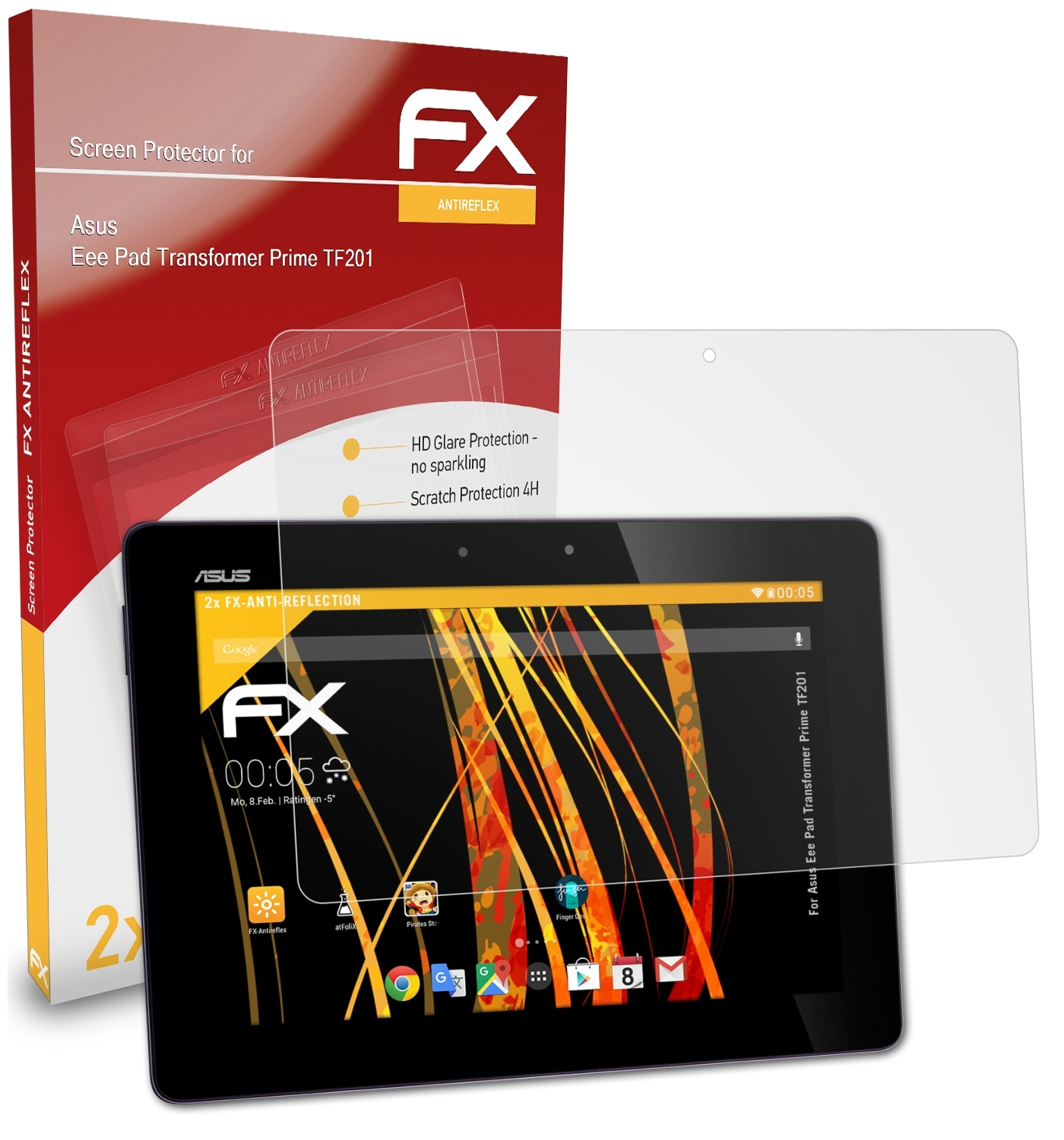 ATFOLIX 2x FX-Antireflex Displayschutz(für Prime Transformer Asus (TF201)) Pad Eee