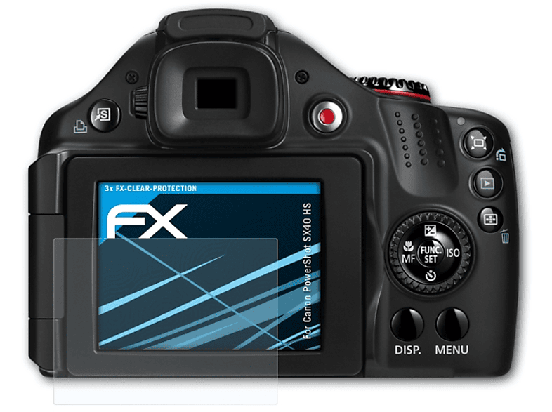 ATFOLIX 3x FX-Clear Displayschutz(für Canon PowerShot SX40 HS)