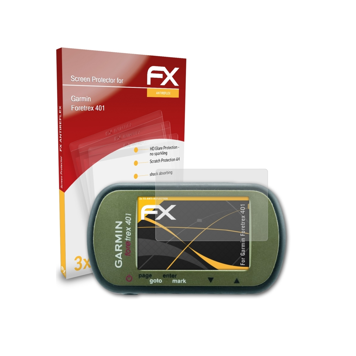 ATFOLIX 3x FX-Antireflex Displayschutz(für Garmin Foretrex 401)