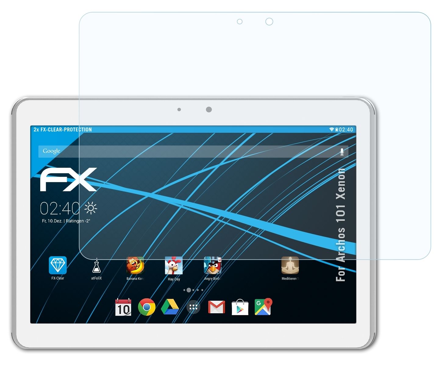 ATFOLIX 2x 101 Archos Xenon) FX-Clear Displayschutz(für