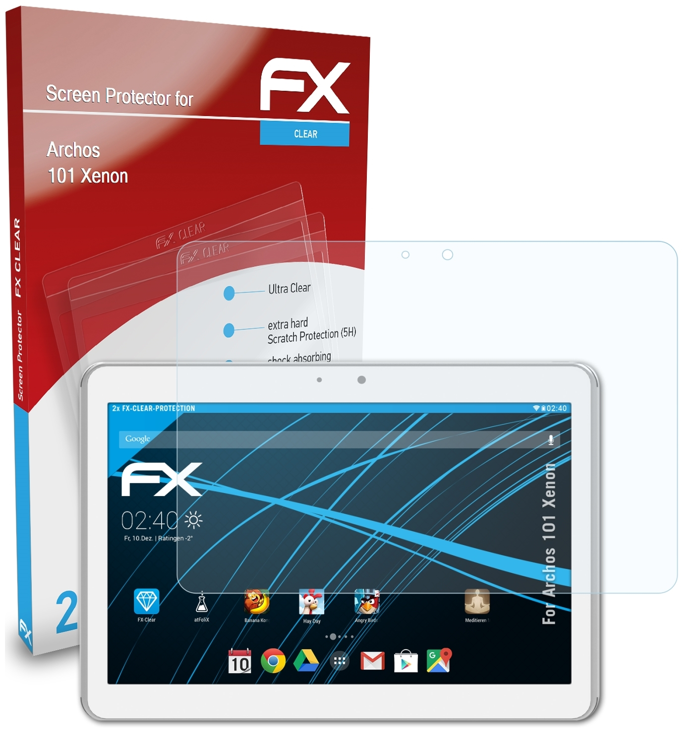 ATFOLIX 2x 101 Archos Xenon) FX-Clear Displayschutz(für