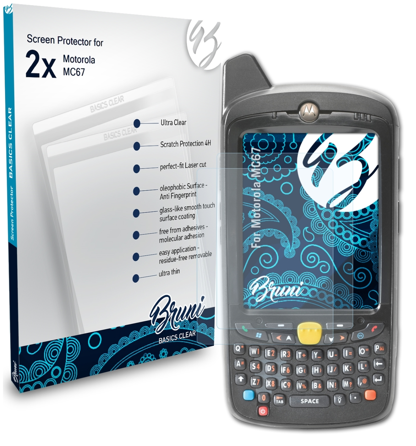 BRUNI 2x Basics-Clear Schutzfolie(für MC67) Motorola