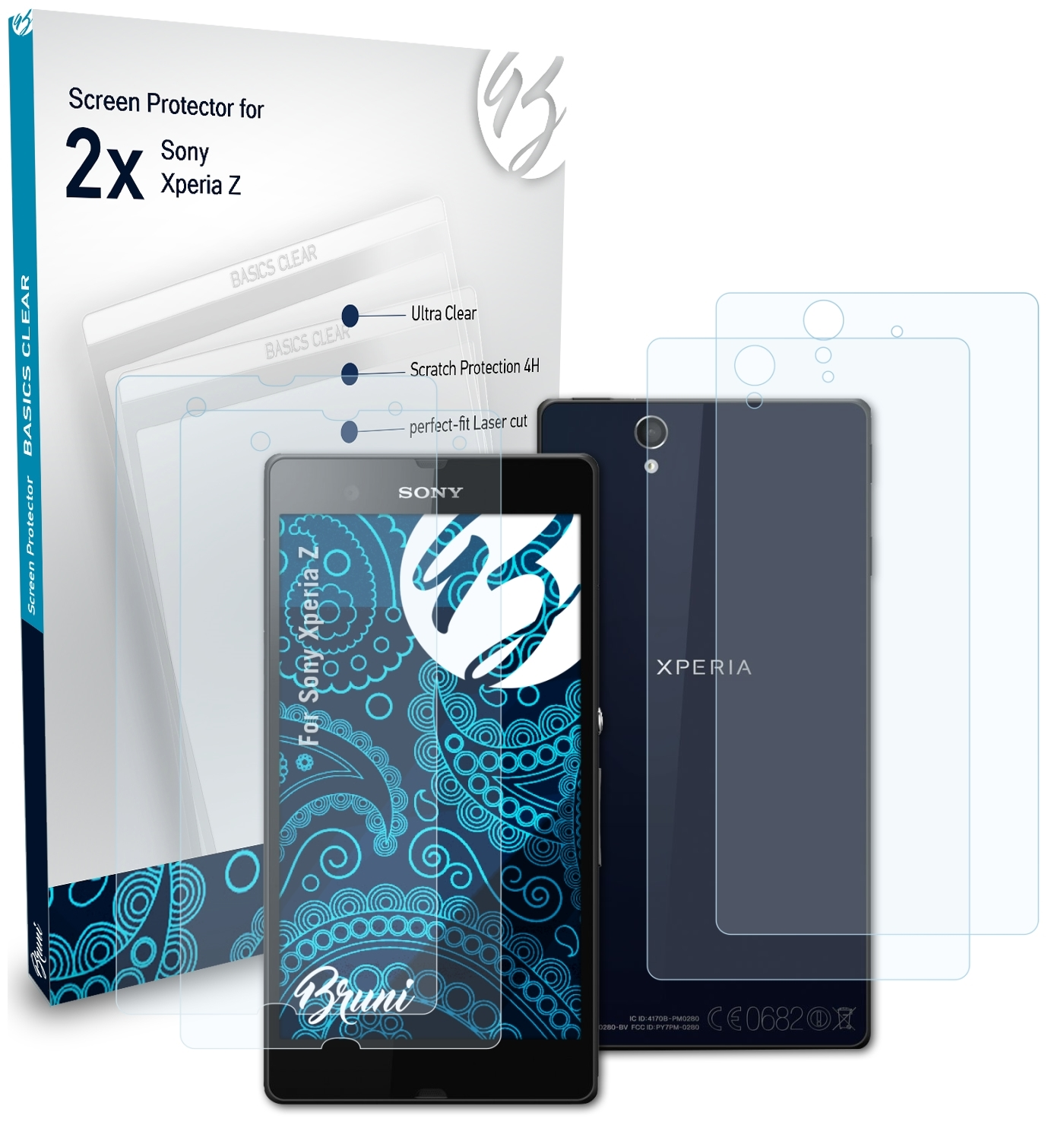 BRUNI 2x Basics-Clear Schutzfolie(für Sony Z) Xperia