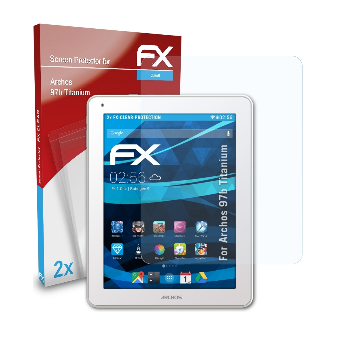 ATFOLIX 2x FX-Clear Displayschutz(für Archos 97b Titanium)