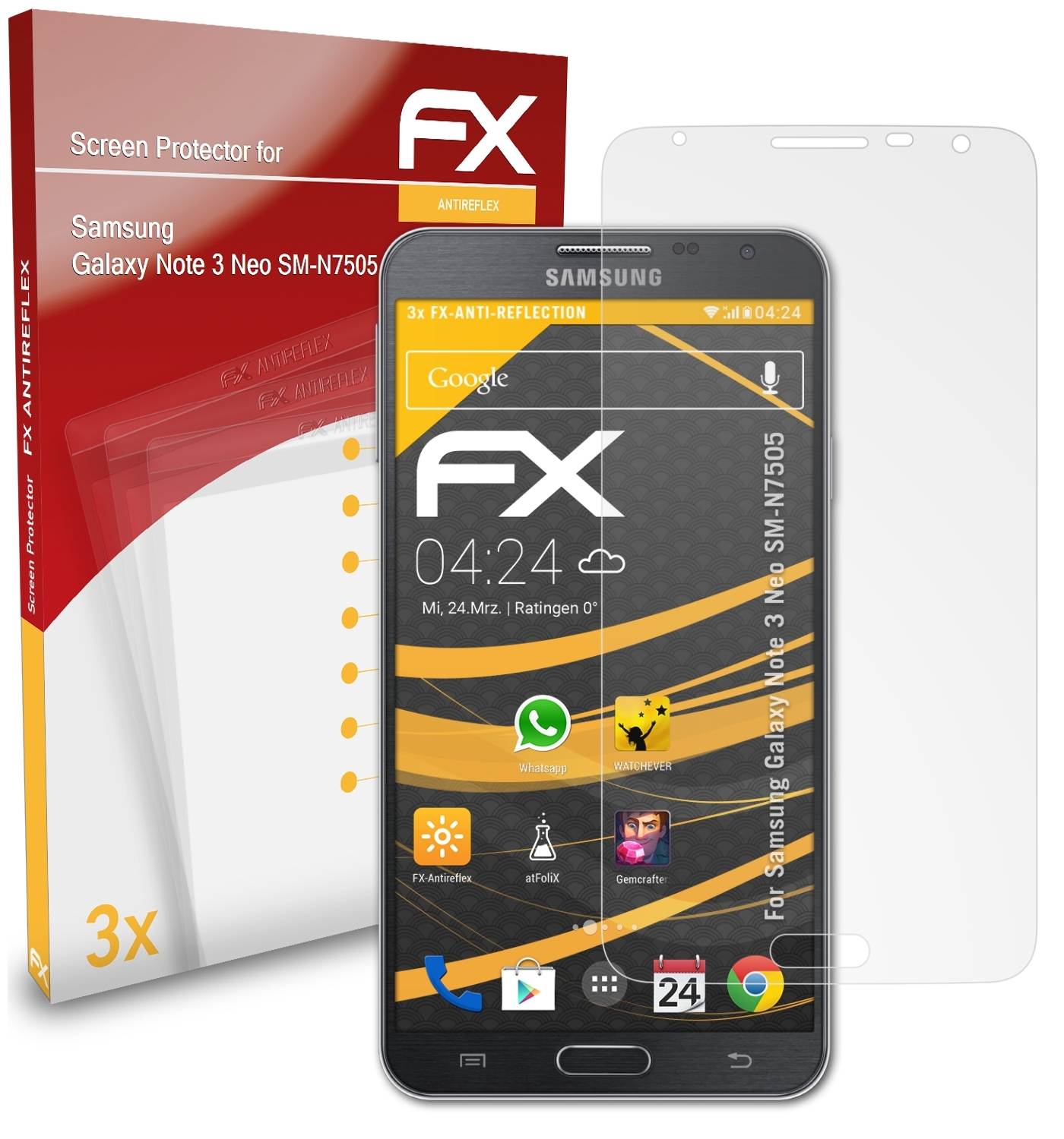 ATFOLIX 3x FX-Antireflex Displayschutz(für Samsung Galaxy 3 Note Neo (SM-N7505))