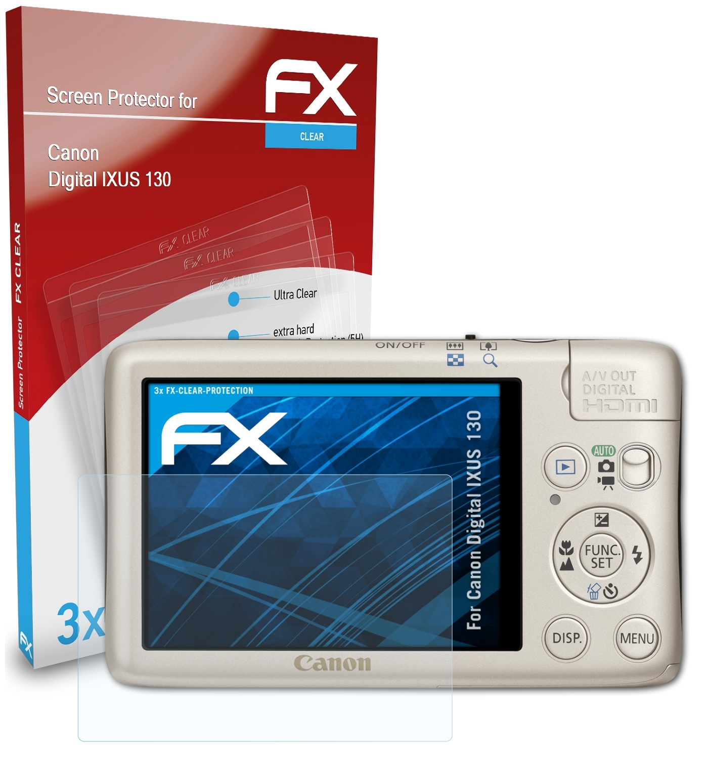 3x 130) Canon Displayschutz(für FX-Clear Digital IXUS ATFOLIX