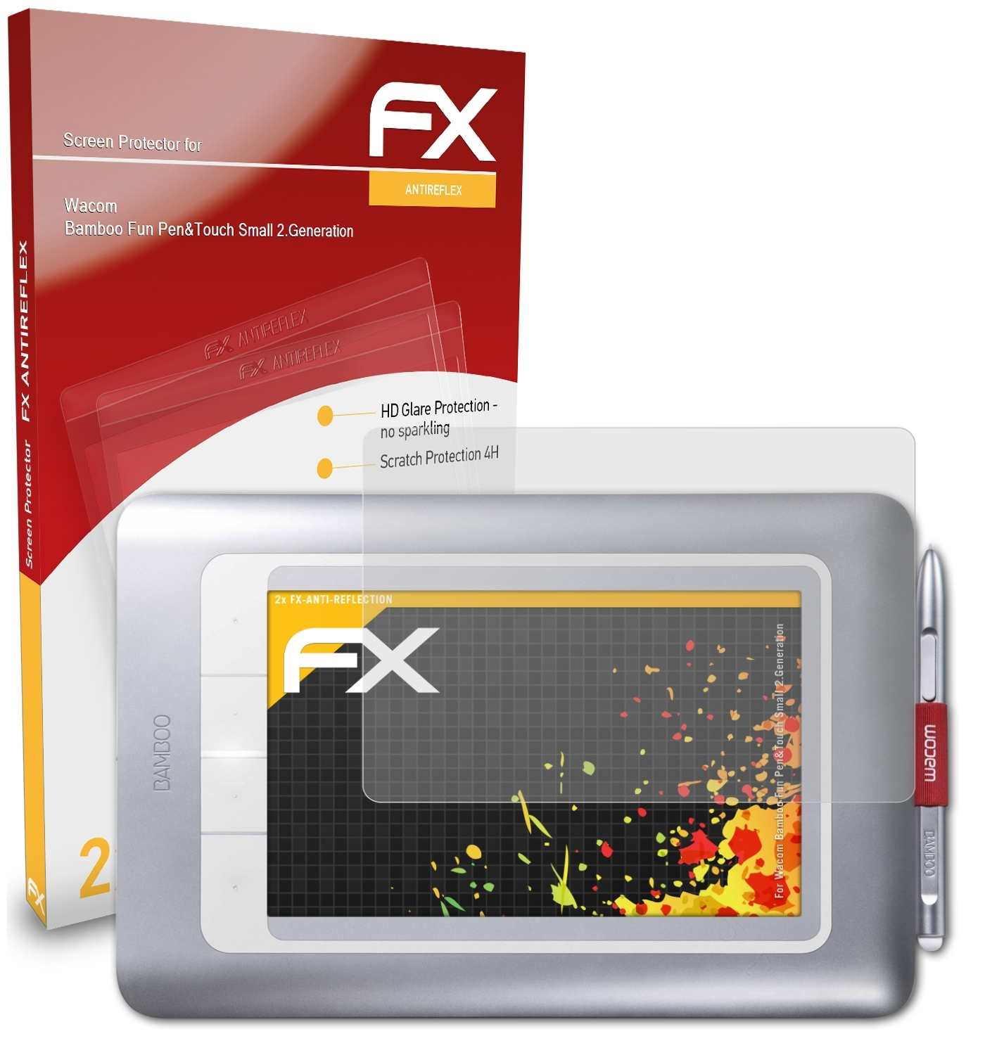 ATFOLIX 2x FX-Antireflex Displayschutz(für Wacom Pen&Touch (2.Generation)) Small Fun Bamboo